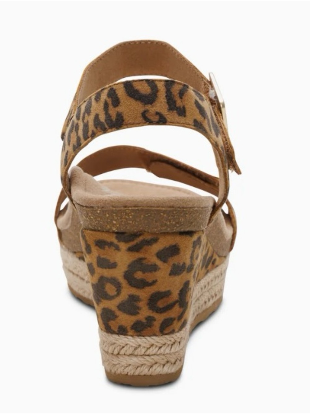 Aetrex Leopard Print Wedge Espadrille Sandals - Brown Black Size 7 - Picture 8 of 12